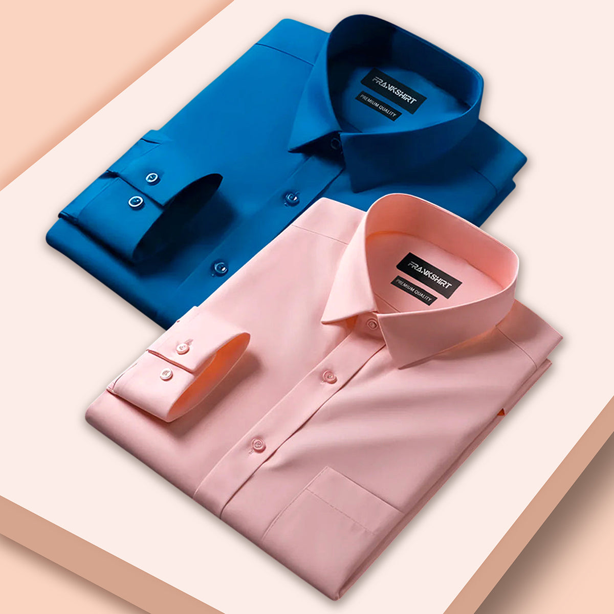 Pack of 2 Premium Cotton Shirt for Man (Royal Blue And Peach)