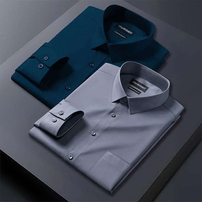 Pack of 2 Premium Cotton Shirt for Man (Royal Blue And Drak Grey)