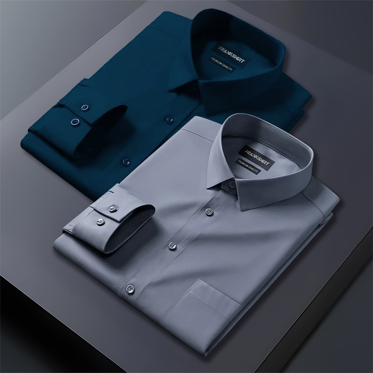 Pack of 2 Premium Cotton Shirt for Man (Royal Blue And Drak Grey)