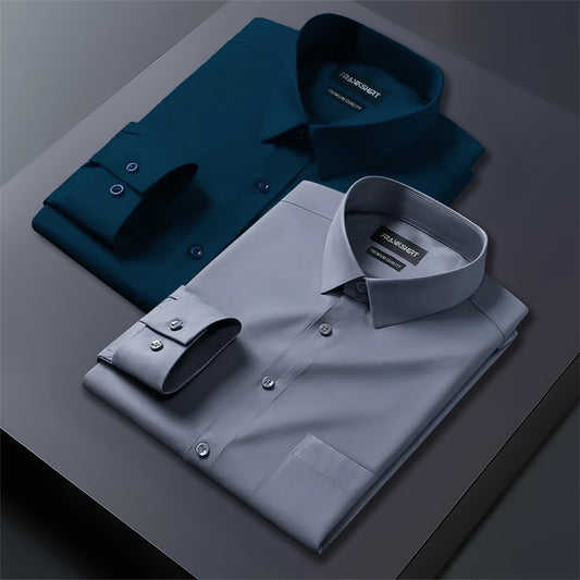 Pack of 2 Premium Cotton Shirt for Man (Royal Blue And Drak Grey)
