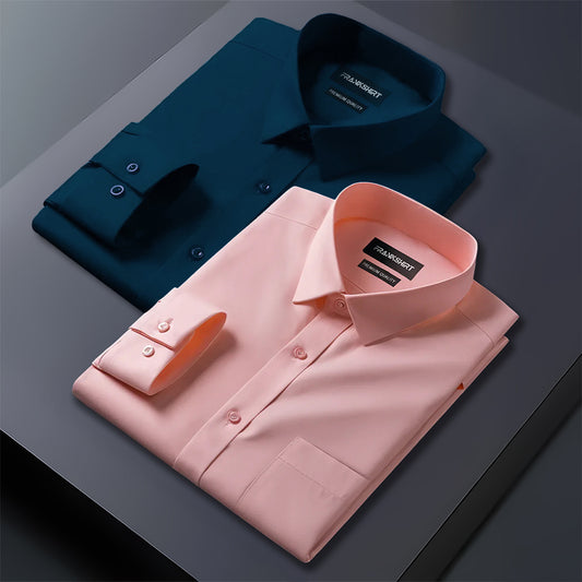 Pack of 2 Premium Cotton Shirt for Man (Royal Blue And Peach)