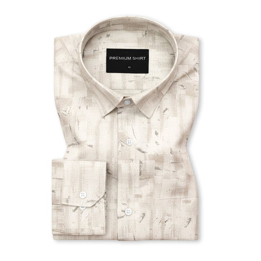 Sandstone Abstract Linen Shirt For Men