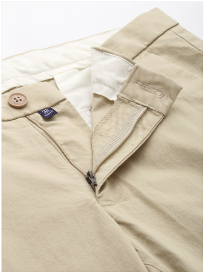 Men Slim Fit Smart Casual Trousers Khaki