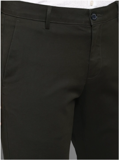 Men Slim Fit Smart Casual Trousers Black