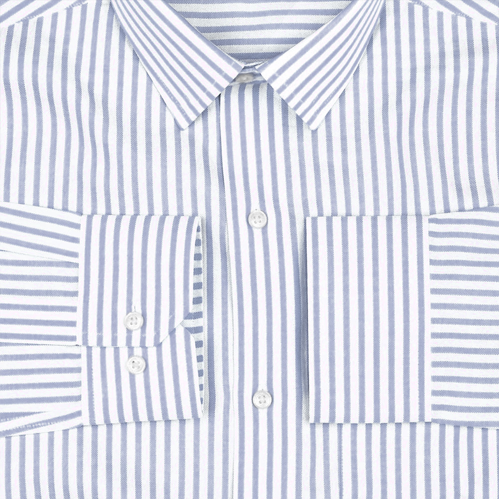 New Silver Stripe Down Button Oxford Cotton Shirt (FS049)