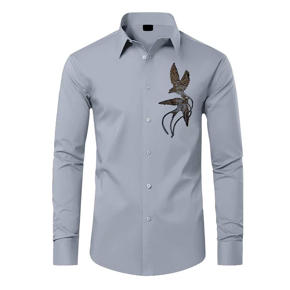 Two Bird Designer Premium Cotton Without Pocket Solid Shirt for Man (Silver)