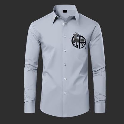 Deer Designer Premium Cotton Without Pocket Solid Shirt for Man (Silver)