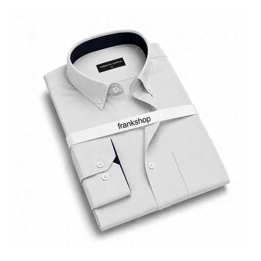 Silver Satin Contrast Collar Shirt for Men