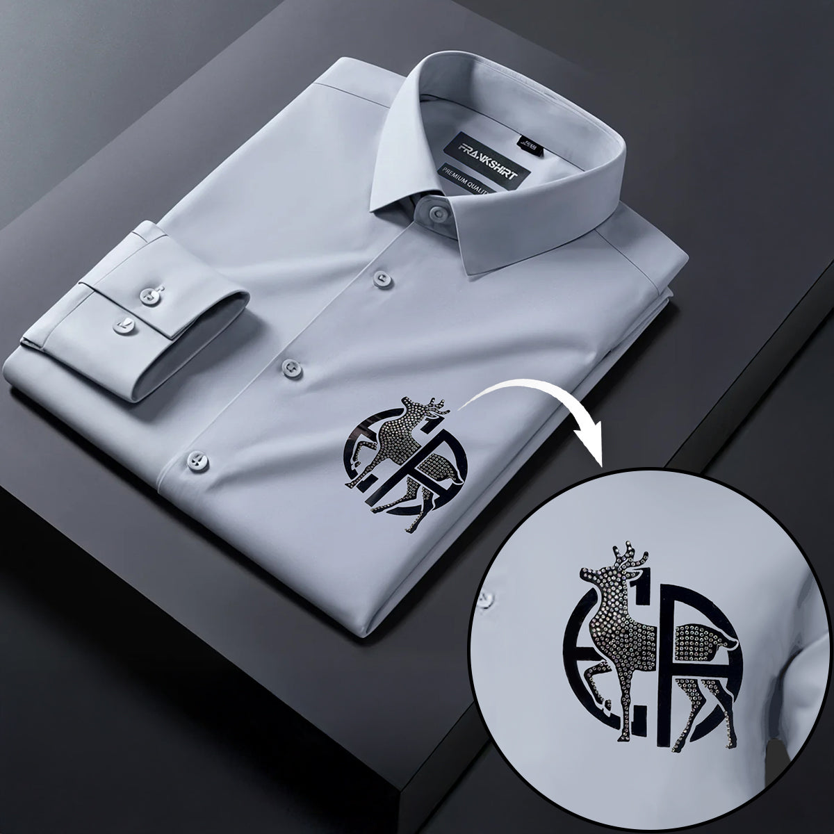 Deer Designer Premium Cotton Without Pocket Solid Shirt for Man (Silver)