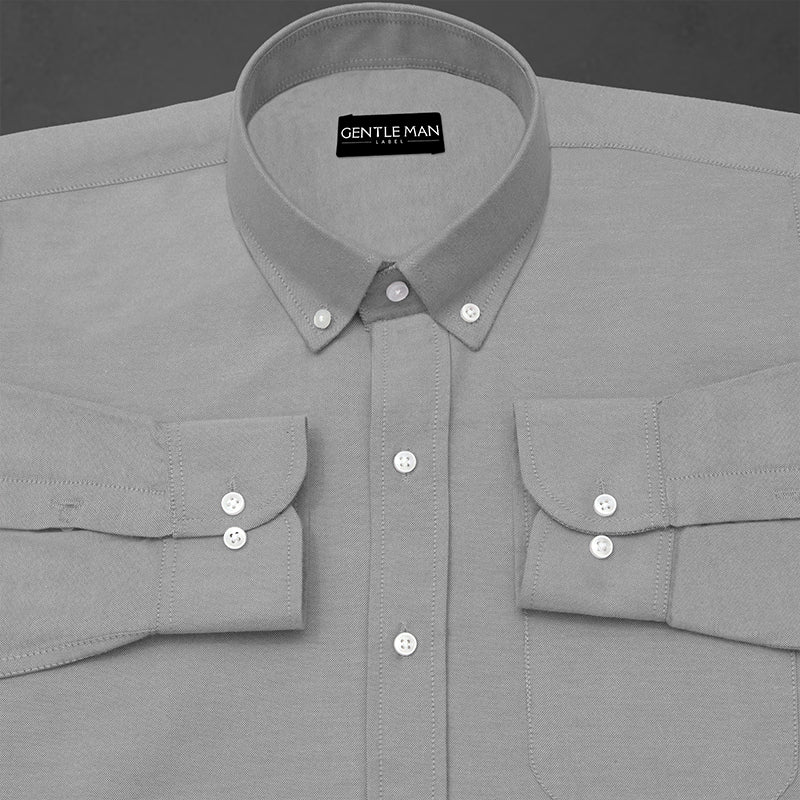 New Silver Oxford Cotton Shirt For Men