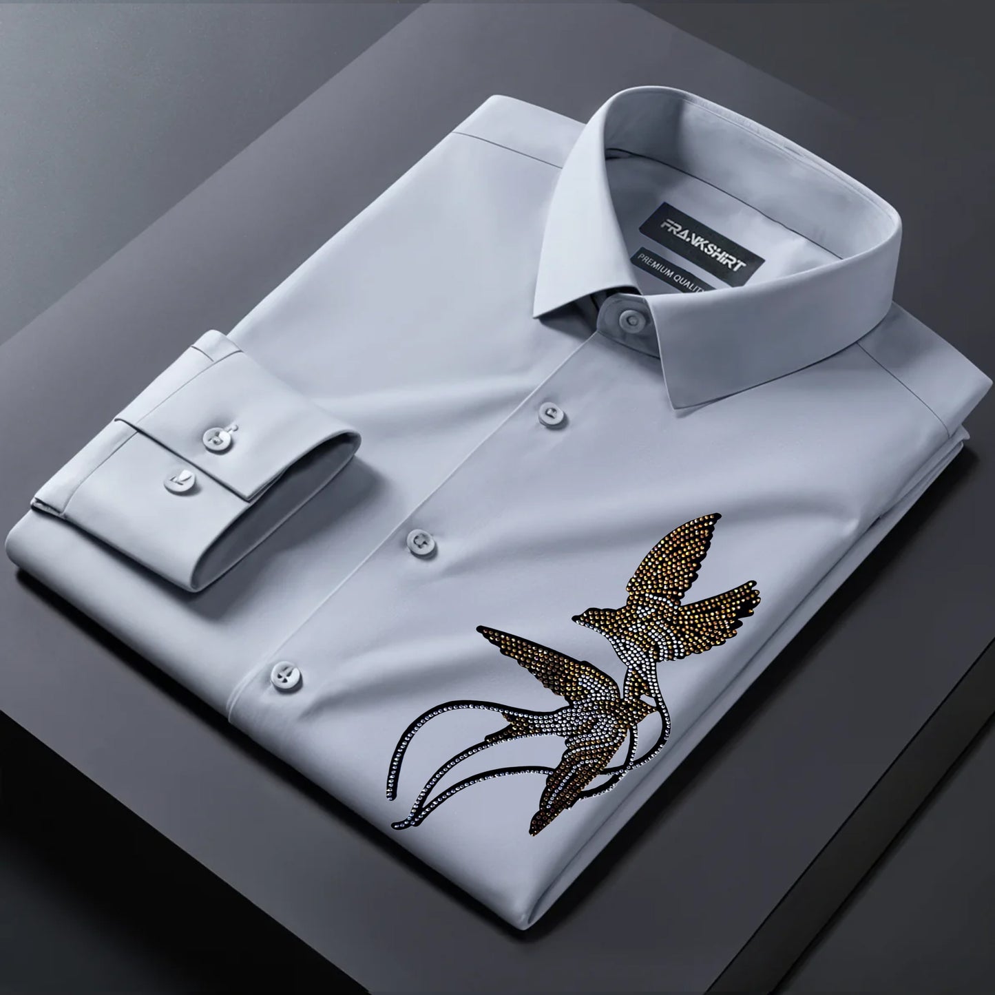 Two Bird Designer Premium Cotton Without Pocket Solid Shirt for Man (Silver)