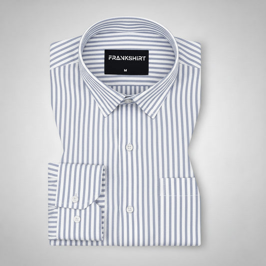 New Silver Stripe Down Button Oxford Cotton Shirt (FS049)