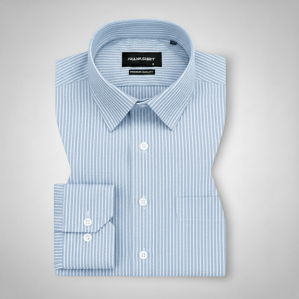 Silver Small Strip Down Button Oxford Cotton Shirt