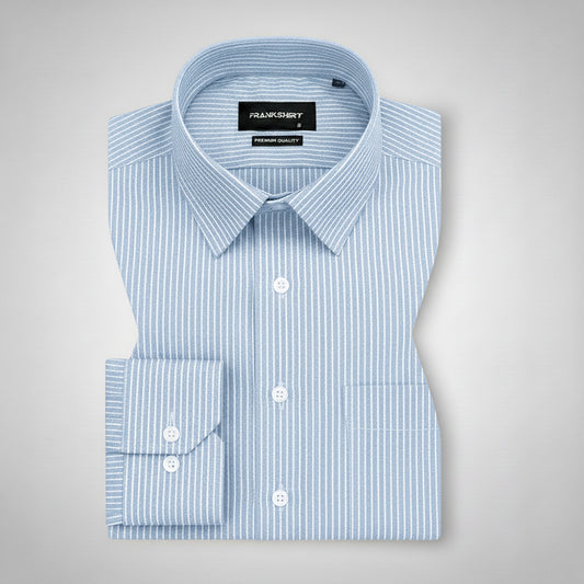 Silver Small Strip Down Button Oxford Cotton Shirt