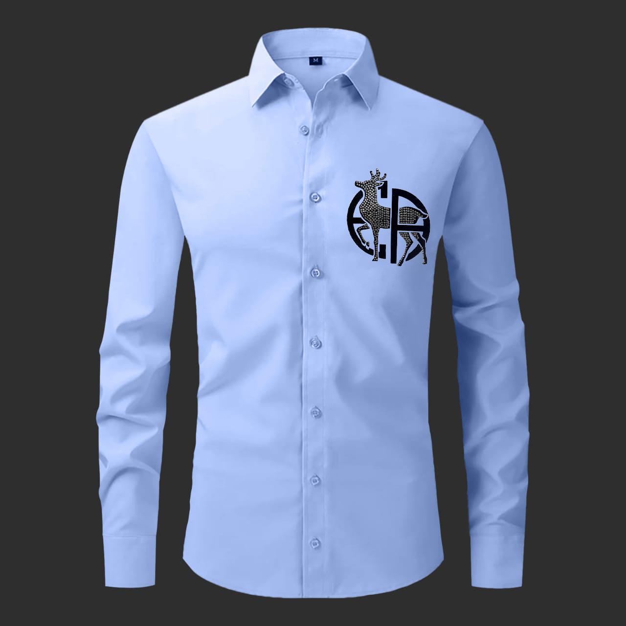 Deer Designer Premium Cotton Without Pocket Solid Shirt for Man (Sky Blue)