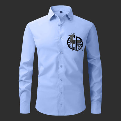 Deer Designer Premium Cotton Without Pocket Solid Shirt for Man (Sky Blue)