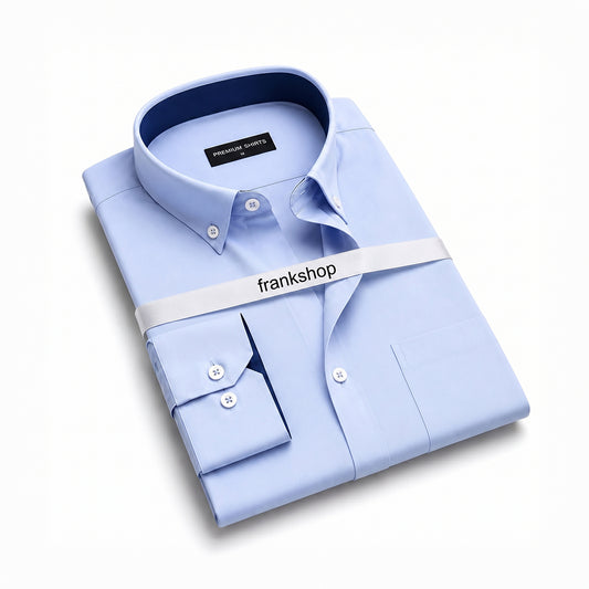 Sky Blue Satin Contrast Collar Shirt for Men