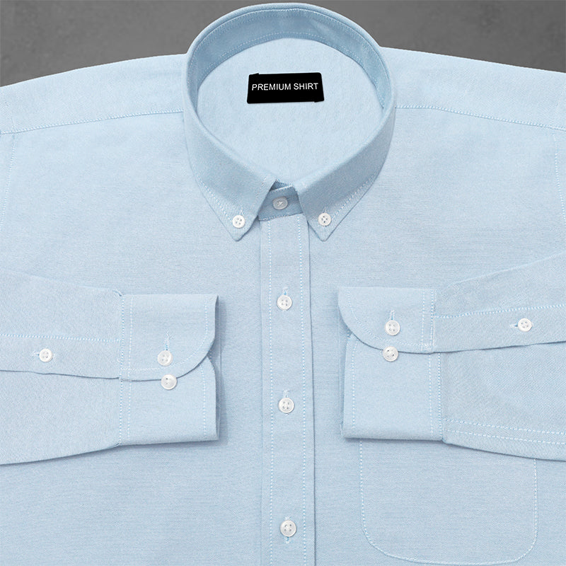 New Sky Blue Oxford Cotton Shirt For Men