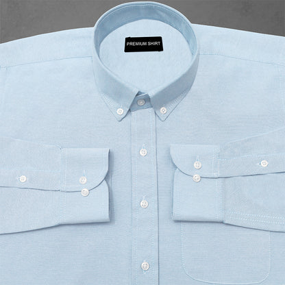 New Sky Blue Oxford Cotton Shirt For Men