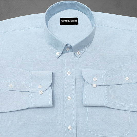 New Sky Blue Oxford Cotton Shirt For Men