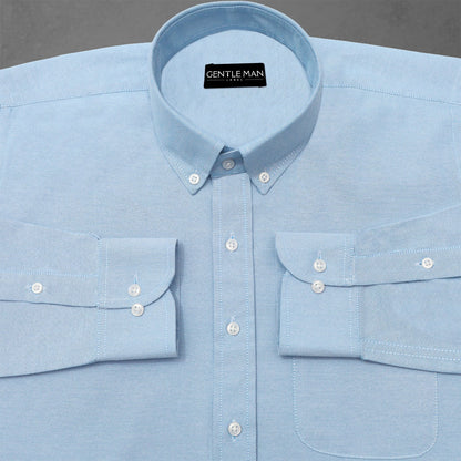 Pack of 2 Sky Blue & Peach Oxford Cotton Shirts Bundle For Men