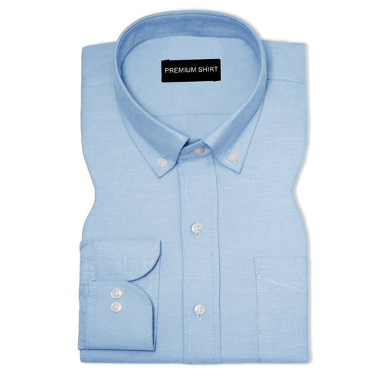 Sky Blue Oxford Cotton Shirt For Man