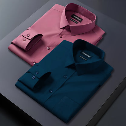 Pack of 2 Premium Cotton Shirt for Man (Solid pink And Royal Blue)