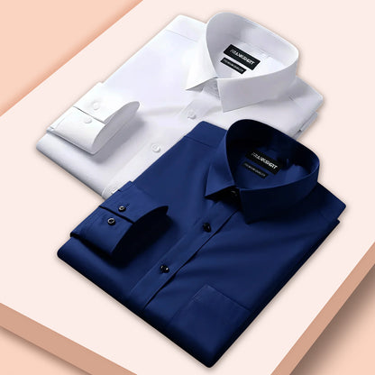 Pack of 2 Premium Cotton Shirt for Man (White And Navy Blue)
