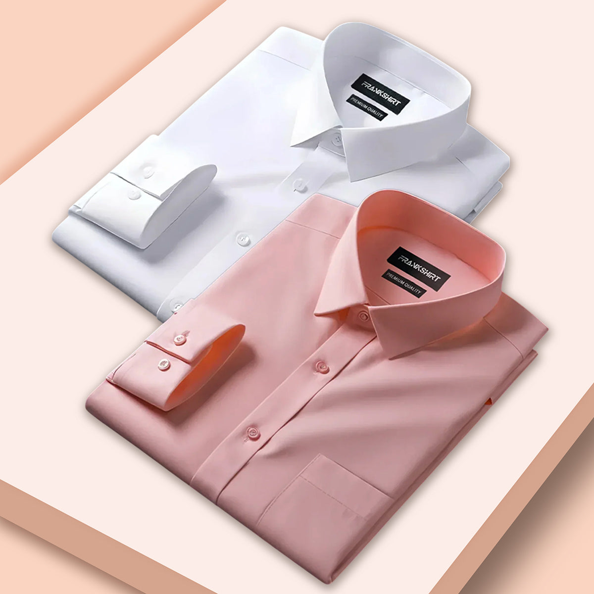 Pack of 2 Premium Cotton Shirt for Man (White And Peach)