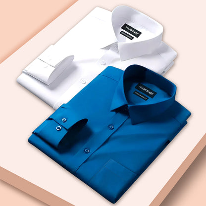 Pack of 2 Premium Cotton Shirt for Man (White And Royal Blue)