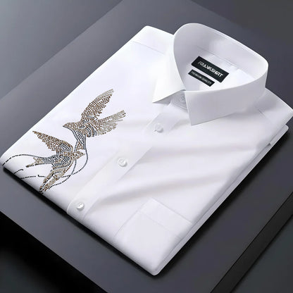 Two Birds Designer Premium Cotton Solid Shirt for Man (White)