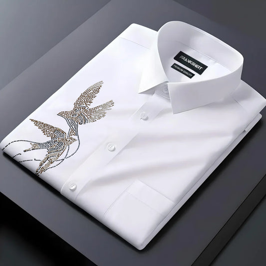 Two Birds Designer Premium Cotton Solid Shirt for Man (White)
