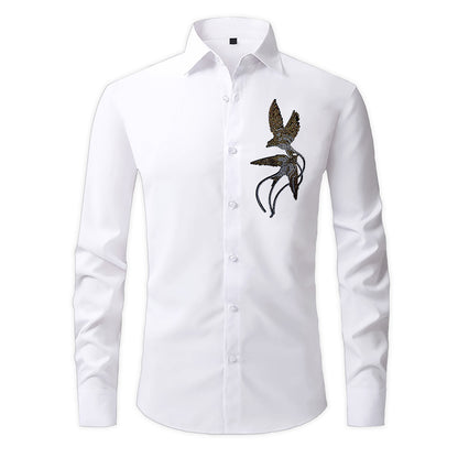 Two Bird Designer Premium Cotton Without Pocket Solid Shirt for Man (White)
