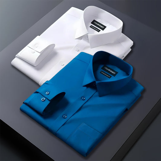 Pack of 2 Premium Cotton Shirt for Man (White And Royal Blue)