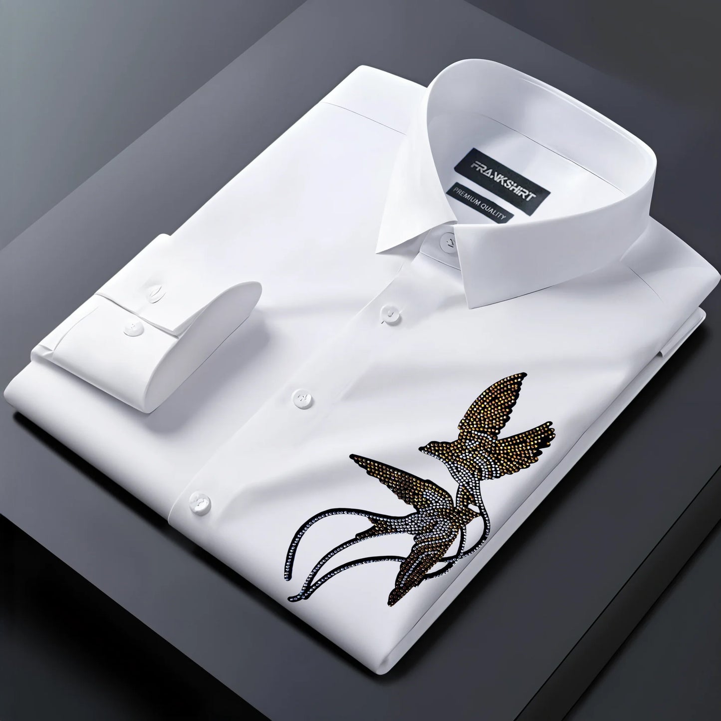 Two Bird Designer Premium Cotton Without Pocket Solid Shirt for Man (White)