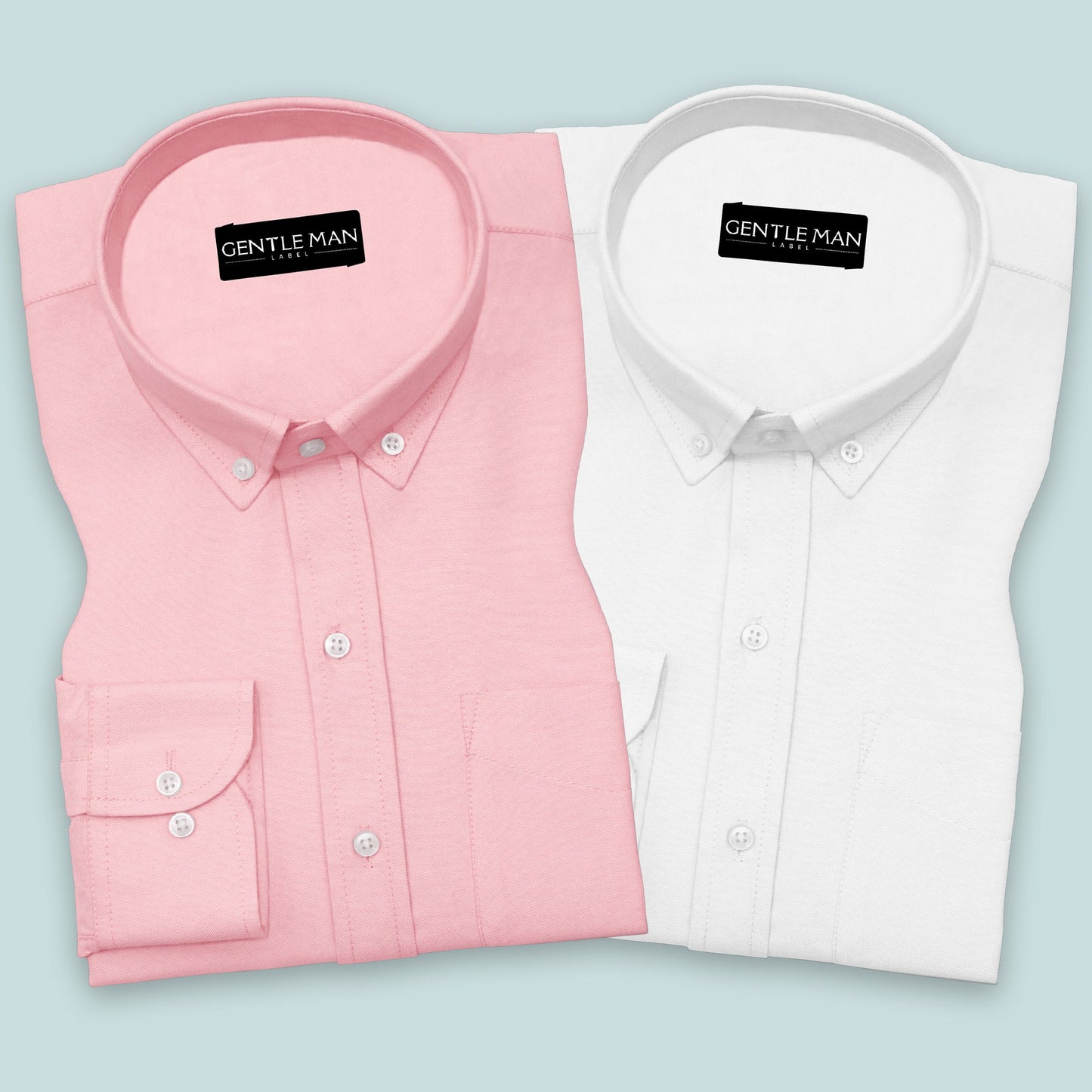 Pack of 2 Pink & White Oxford Cotton Shirts Bundle For Men