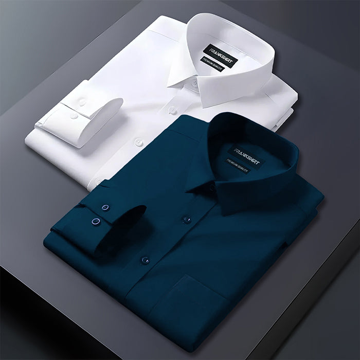 Pack of 2 Premium Cotton Shirt for Man (White And Royal Blue)