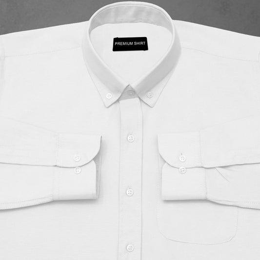 Pearl White Oxford Cotton Shirt For Man