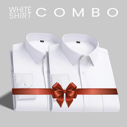 Combo of 2 Premium Cotton White Shirt for Man