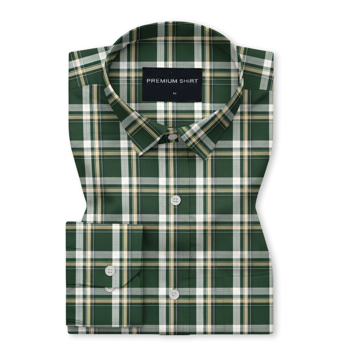 Woodland Green Classic Check Paper Cotton Shirt for Men
