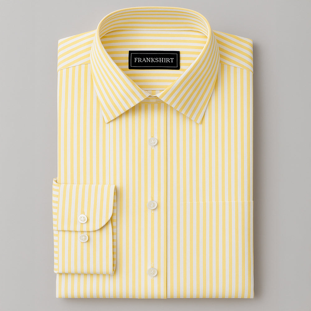 Yellow Stripe Down Button Oxford Cotton Shirt (FS050)