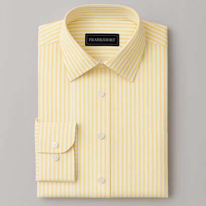 Yellow Stripe Down Button Oxford Cotton Shirt (FS050)