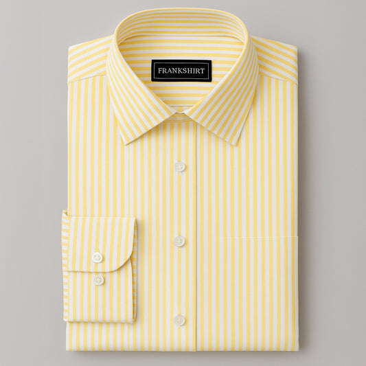 Yellow Stripe Down Button Oxford Cotton Shirt (FS050)