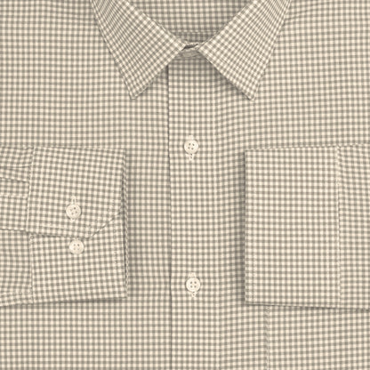 Beige Check Button Down Oxford Cotton Shirt (FS053)