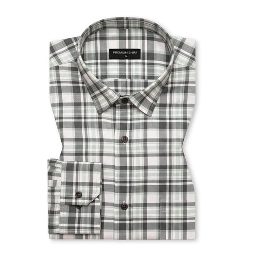Forest Green Classic Check Cotton Blend Shirt for Men