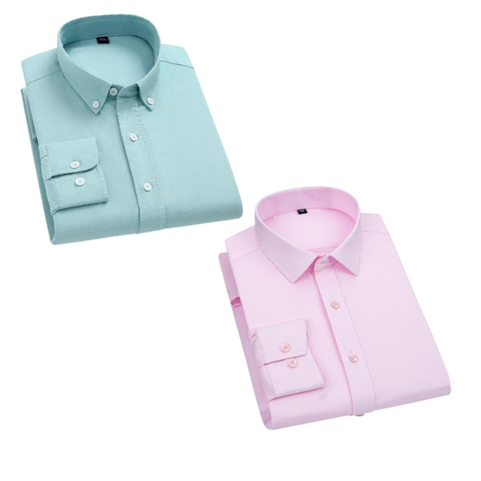 Combo of 2 Cotton Shirt for Man (Pista and Light Pink)