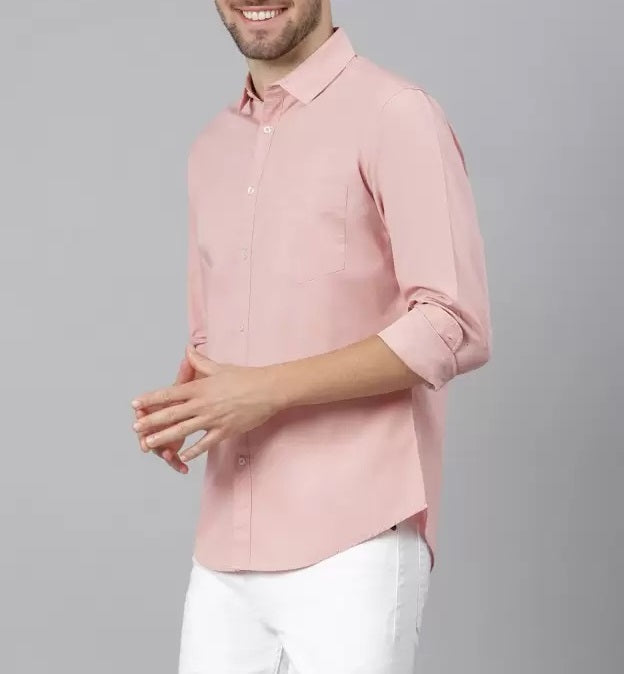 Premium Cotton Blend Solid Shirts (Pink)