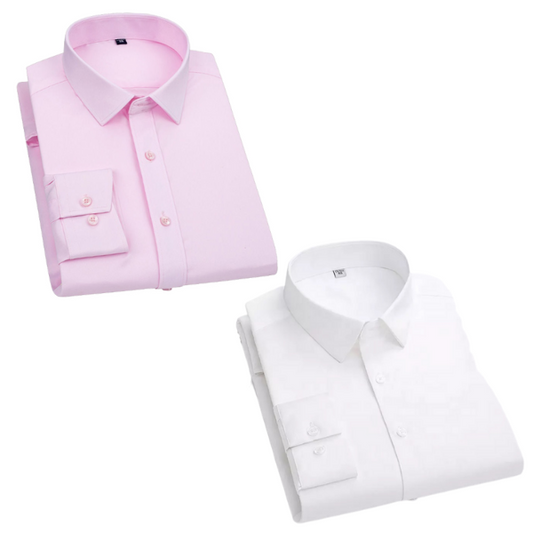 Combo of 2 Cotton Shirt for Man (pink and White)