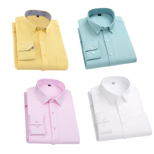 Combo of 4 Cotton Shirt for Man ( Lemon, Pista , Light Pink and White)