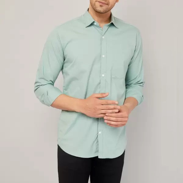 Plain Cotton Blend Solid Shirts (Pista)